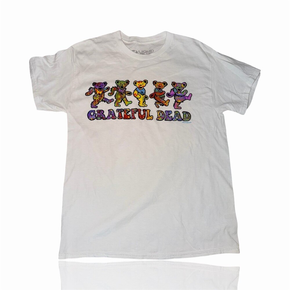 Liquid Blue Grateful Dead Dancing Bears Graphic T-Shirt Mens M White
